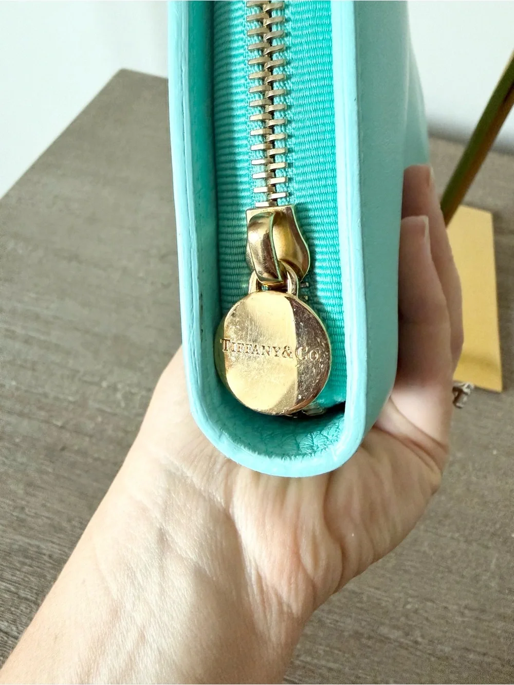 Tiffany & Co. Tiffany Blue Leather Zip Wallet Wristlet